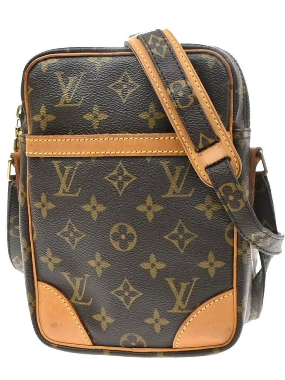 LOUIS VUITTON Danube Shoulder Bag Monogram Leather Brown France